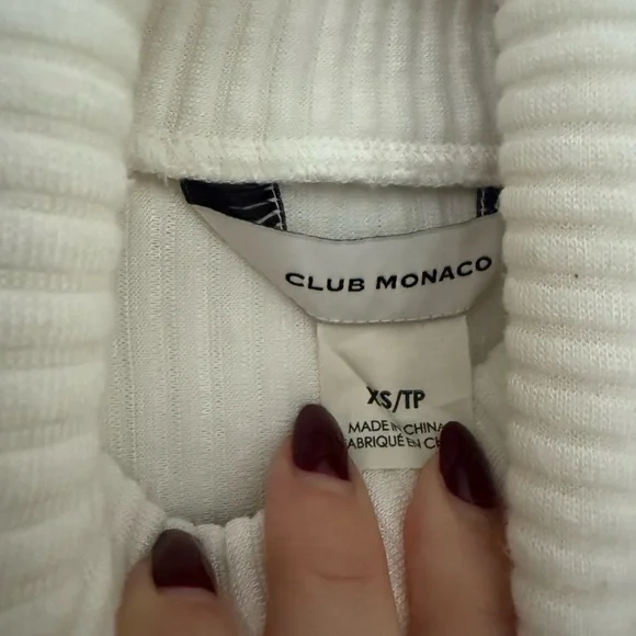 Club Monaco Ivory Ribbed Knit Top - Picture 2 of 4